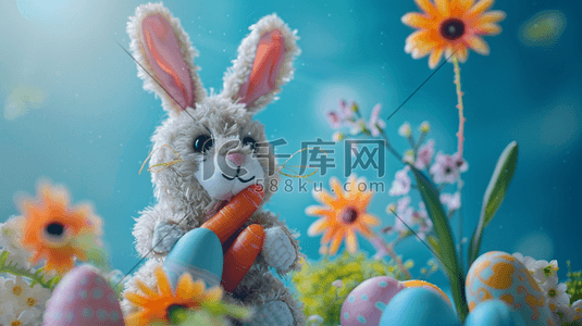 水果萝卜插画图片_彩色卡通动物小兔子萝卜的插画8