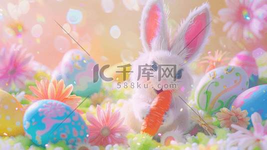 青豆萝卜插画图片_彩色卡通动物小兔子萝卜的插画12