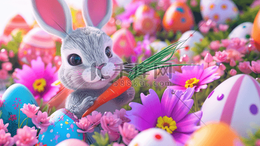萝卜插画图片_彩色卡通动物小兔子萝卜的插画10