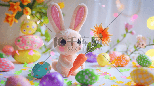 小兔子萝卜插画图片_彩色卡通动物小兔子萝卜的插画7
