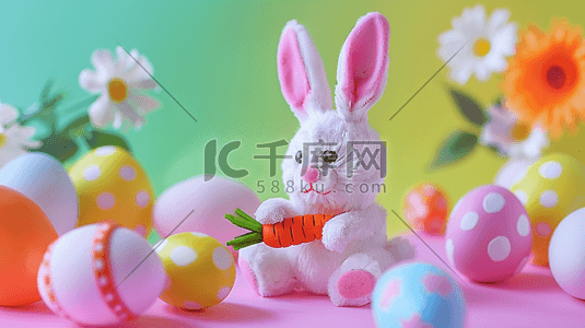 青豆萝卜插画图片_彩色卡通动物小兔子萝卜的插画15