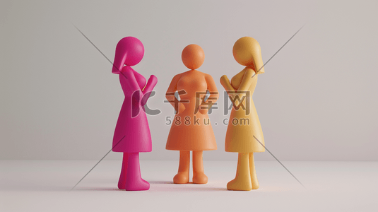站立的大狗插画图片_彩色25D简约女性人物站立的插画7