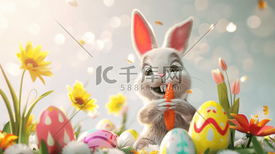 彩色卡通动物小兔子萝卜的插画4