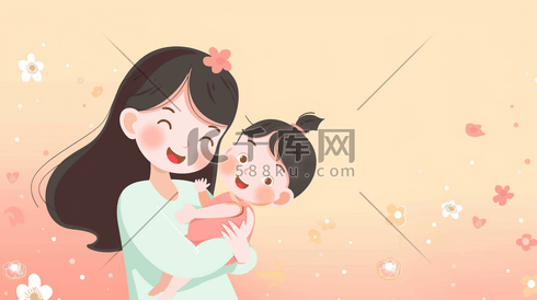 简约温馨母亲节开心母女的插画20