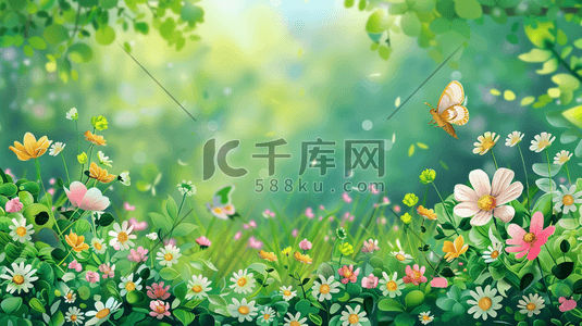 彩色简约树叶花朵纹理叶片的插画15