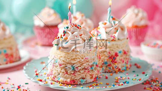 彩色唯美可爱小蛋糕蜡烛的插画7