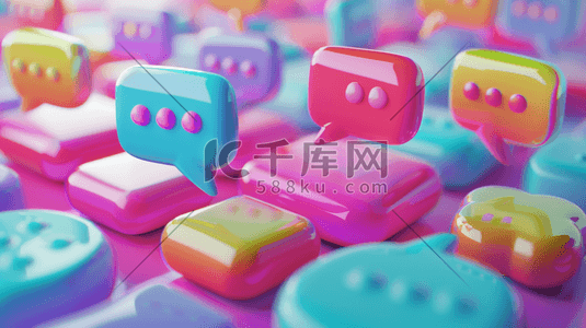 虚拟图形插画图片_彩色立体卡通图案图形信息的背景18插画海报