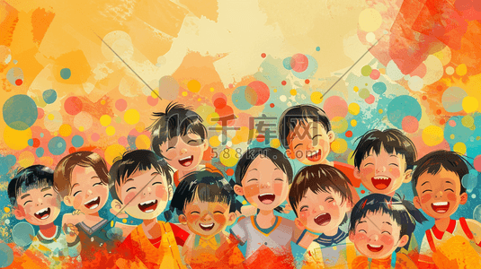 彩色手绘绘画卡通孩童合唱的插画3