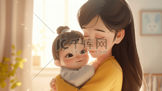 简约温馨母亲节开心母女的插画17