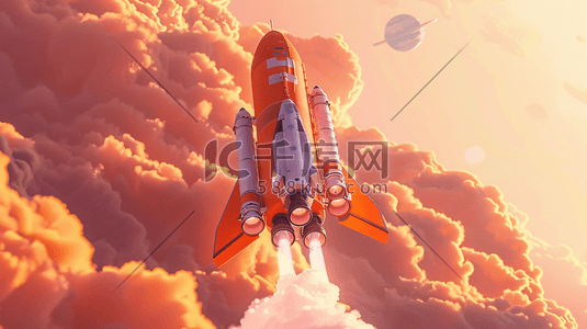 彩色手绘航天科技飞船发射的插画11