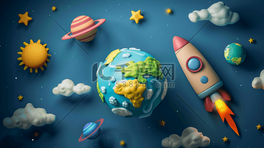 绘画星星插画图片_深色卡通绘画星空宇宙飞船的插画7