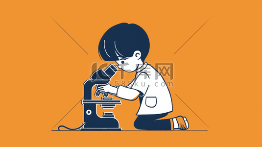 儿童科学插画图片_观看显微镜儿童平面插画0