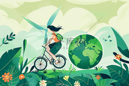 地球环保日绿色扁平插画手绘