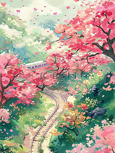 开往春天的列车樱花素材