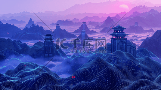 中国风千里江山风景图插画2