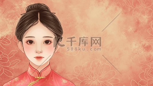 古装古代美女插画图片_身穿汉服的古代美女插画5