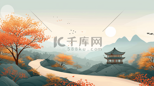 中国风山水风景插画2