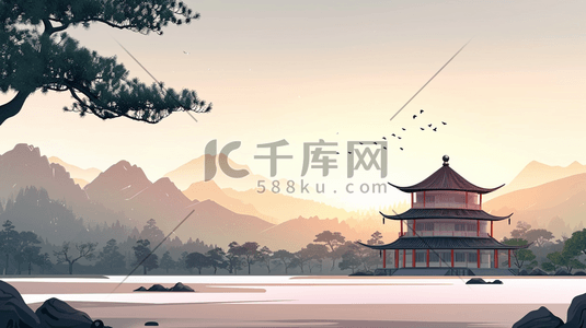 中国风山水风景插画7