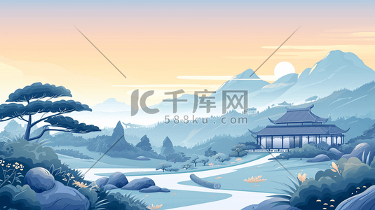 中国风山水风景插画4