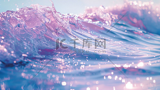 淡粉色的波浪蓝色海水插画素材