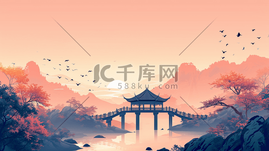 中国风山水风景插画12