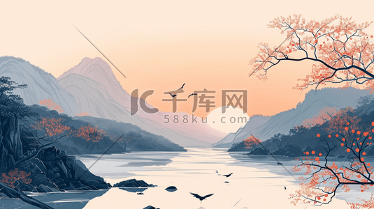 中国风山水风景插画5