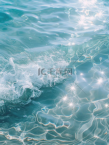 蓝色梦幻的海水闪闪发光插画海报