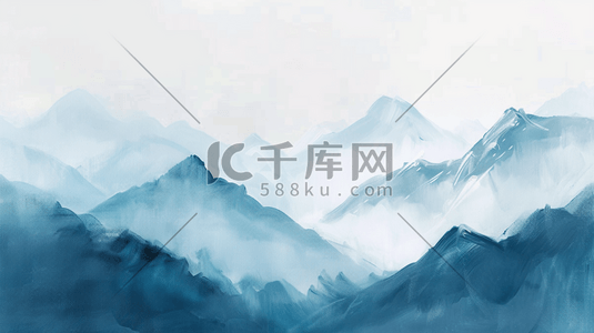 水墨烟雾插画图片_连绵不断群山手绘插画3