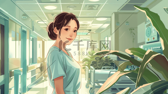 医院诊室插画图片_手绘绘画医院医生护士诊室插画4