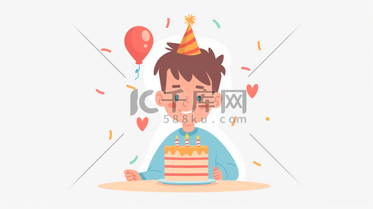 彩色唯美儿童生日蛋糕气球的插画7