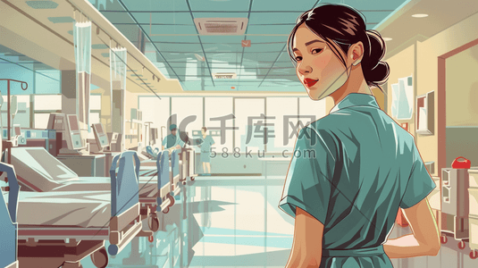 医院诊室插画图片_手绘绘画医院医生护士诊室插画9