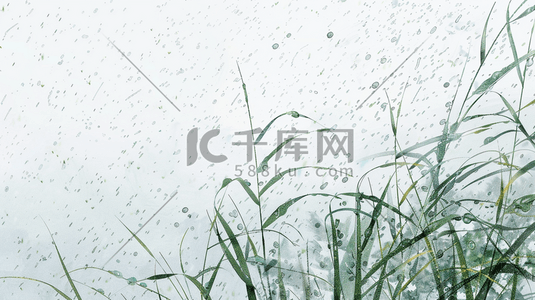 雨季下雨中式景区围墙外花草的插画12
