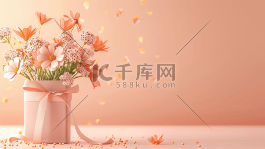 粉色唯美温馨母亲节花朵的插画15