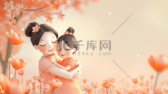 粉色唯美温馨母亲节花朵的插画4