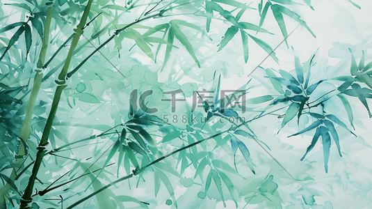 绿色渐变插画图片_绿色手绘绘画竹林竹子的插画2