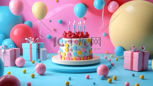 唯美生日蛋糕气球惊喜礼物的插画5