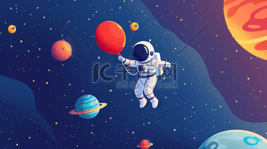 五四运行插画图片_深色宇航员星球行星太空运行的插画23