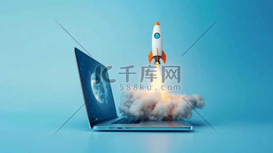 航天模型插画图片_彩色航天模型飞船发射电脑的插画17