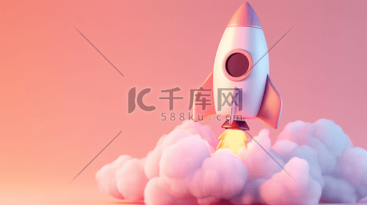 展示模型插画图片_彩色卡通模型航天飞船发射的插画14