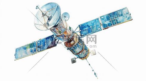 白色简约手绘宇宙卫星接收器的插画2