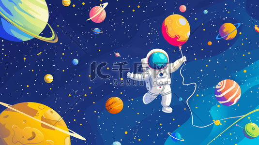 星星宇航员插画图片_深色宇航员星球行星太空运行的插画3