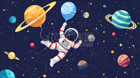 深色宇航员星球行星太空运行的插画4