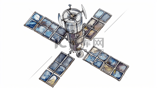 白色简约手绘宇宙卫星接收器的插画11