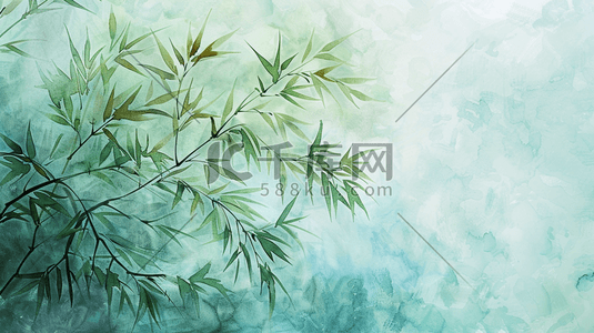 绿色手绘绘画竹林竹子的插画5