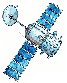 白色简约手绘宇宙卫星接收器的插画4