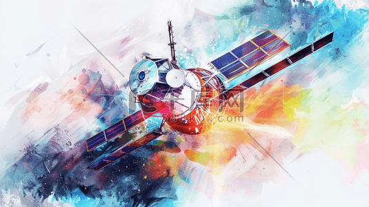 水彩简约插画图片_白色简约手绘宇宙卫星接收器的插画9