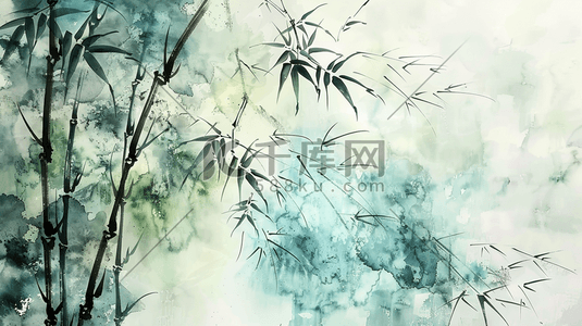 绿色手绘绘画竹林竹子的插画12