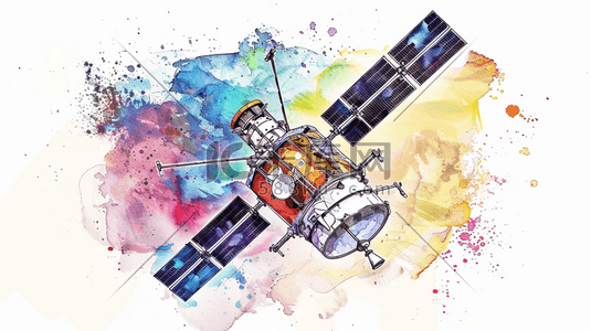 型号接收器插画图片_白色简约手绘宇宙卫星接收器的插画12