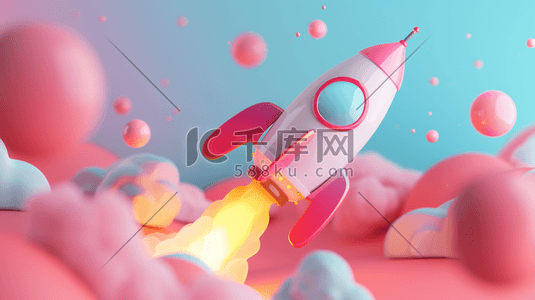 展示模型插画图片_彩色卡通模型航天飞船发射的插画9