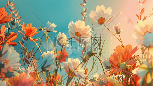 深色场景花朵花束树叶叶片纹理的插画15